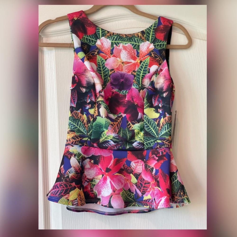 Hawaiian print Peplum top